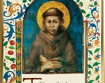 Saint Francis Blessing Art, Vintage Catholic Card (Digital Restored Image)