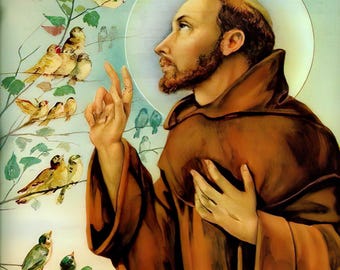 Vintage Saint Francis Set 5 Art Prints, Catholic Holy Card (Restored Digital Images)