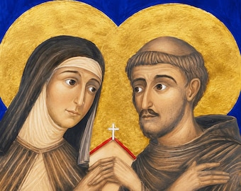 Saints Francis and Clare of Assisi Catholic Italian Wall Art