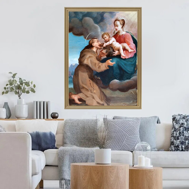 Image Virgin Mary Saint Francis Holy Child Italian Wall Art TV Frame