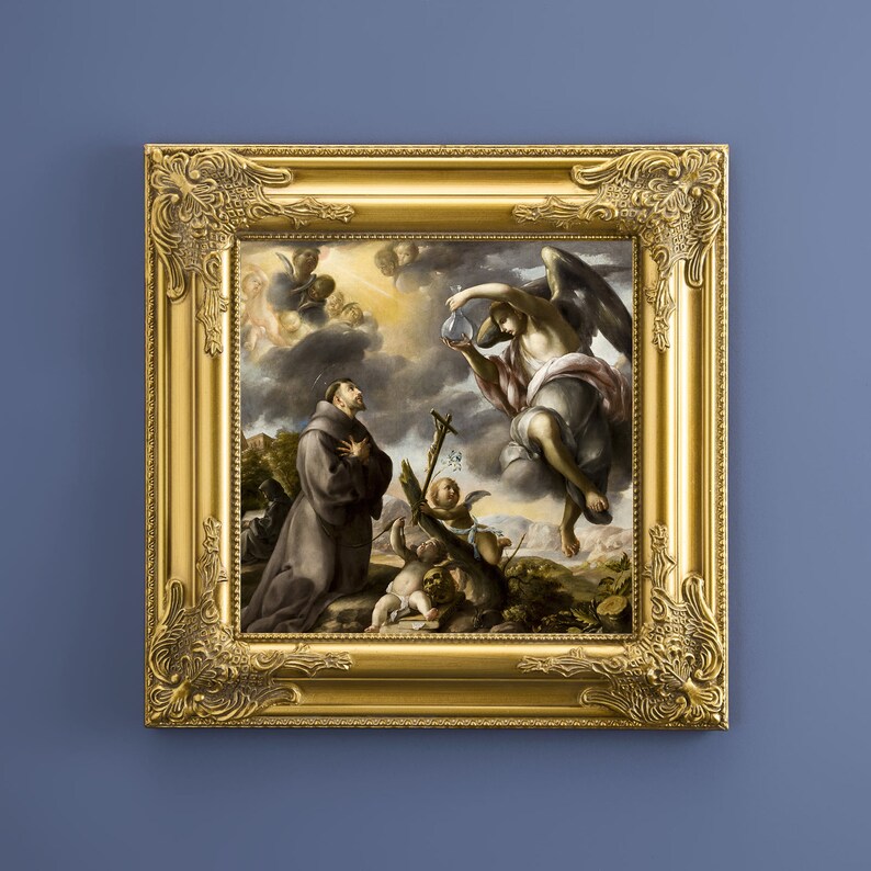 Saint Francis of Assisi Art Print, Classic Italian Catholic Image (Restored Digital Image) image 8