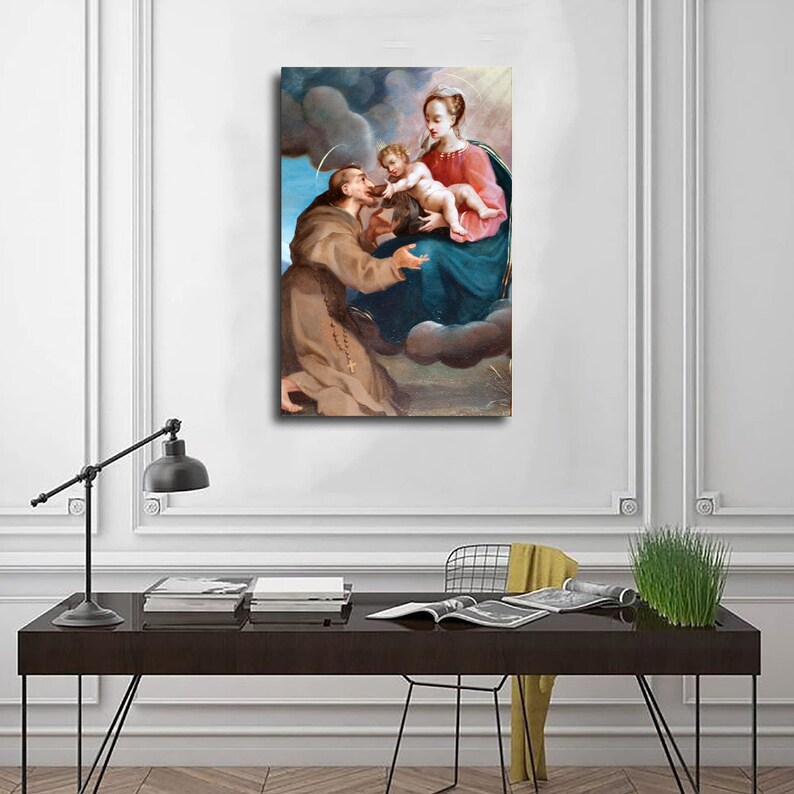 Image Virgin Mary Saint Francis Holy Child Italian Wall Art TV Frame