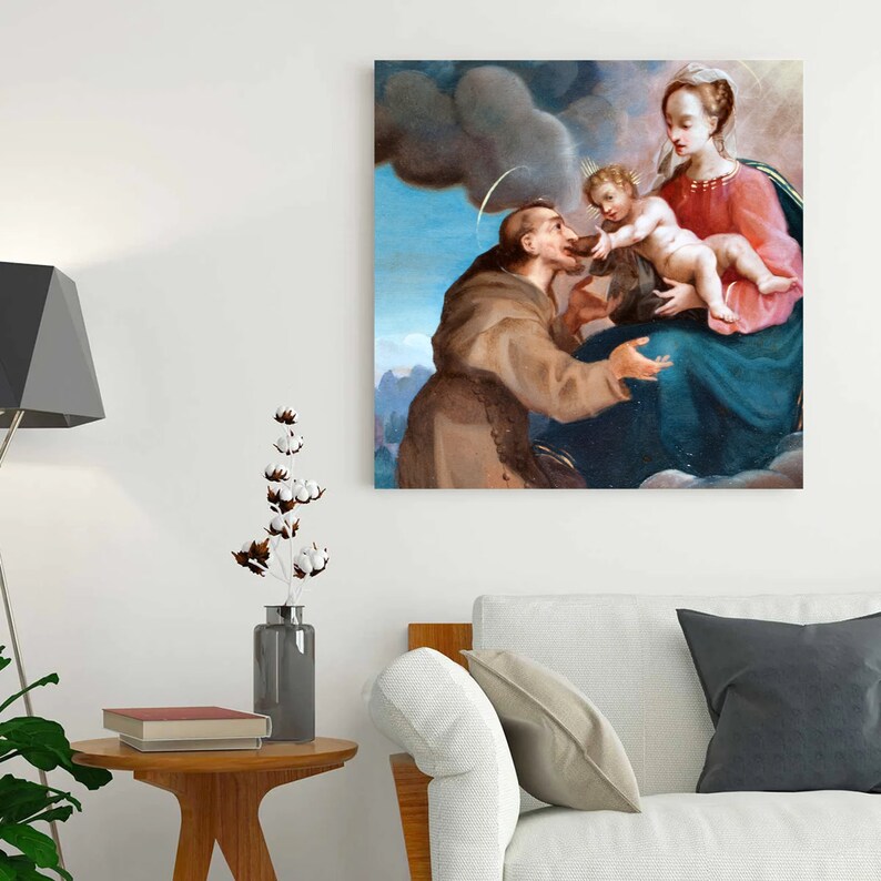 Image Virgin Mary Saint Francis Holy Child Italian Wall Art TV Frame