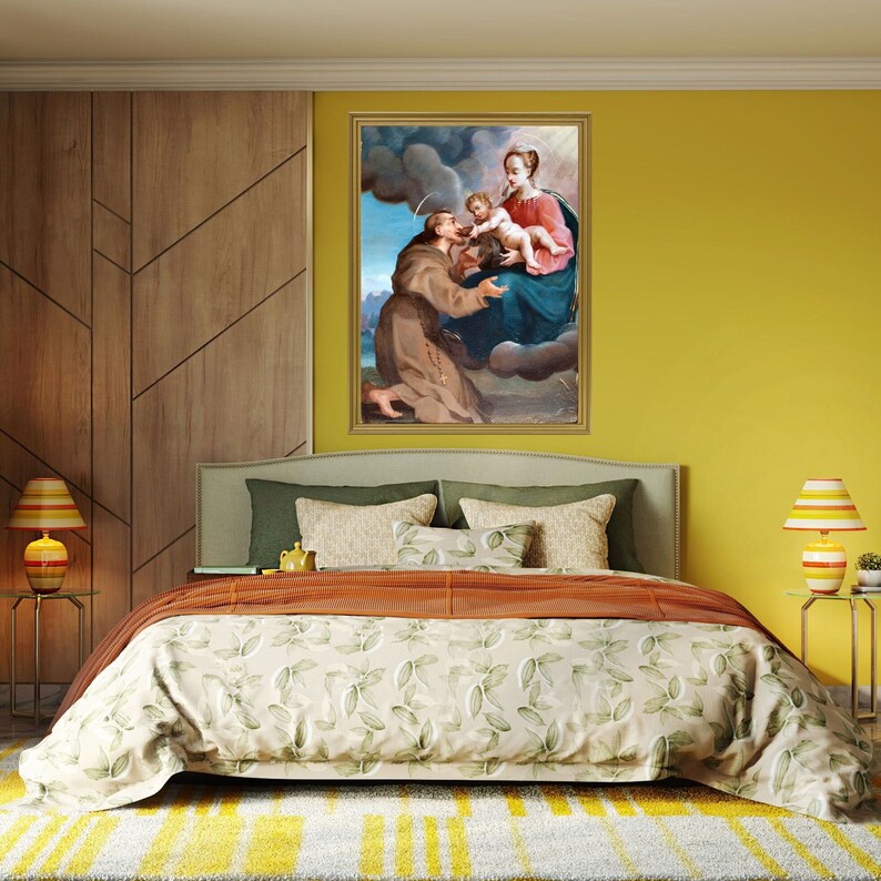 Image Virgin Mary Saint Francis Holy Child Italian Wall Art TV Frame