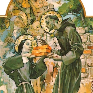 Saints Francis & Clare of Assisi Art Print: Rebuilding the Church (Restored Digital Image)