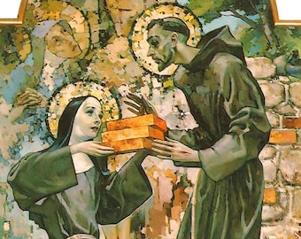 Saints Francis & Clare of Assisi Art Print: Rebuilding the Church (Restored Digital Image)