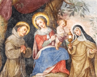 Virgin Mary, Saints Francis & Clare of Assisi (Restored Digital Image)