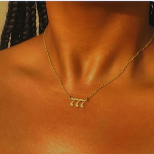 Custom Angel Number Necklace  111, 222, 333, 444, 555, 666, 777, 888, 999, 1010, 1111, 1212
