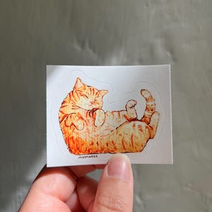 Orange Cat - Waterproof Vegan Sticker (No Coating)