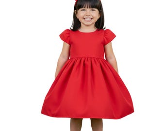 Vestido rojo liso de lujo