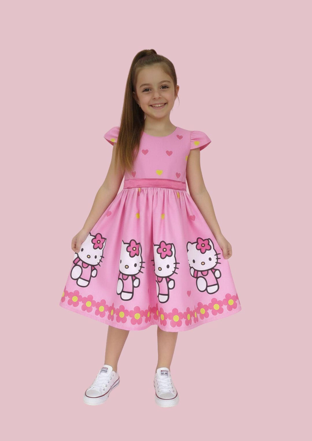 Luxury Hello Kitty Dress With a Pink Background. - Etsy