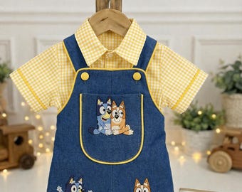 Conjunto completo bordado Bluey Bingo amarillo