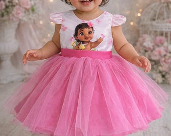 Moana Baby superluxueuze jurk met een roze rok