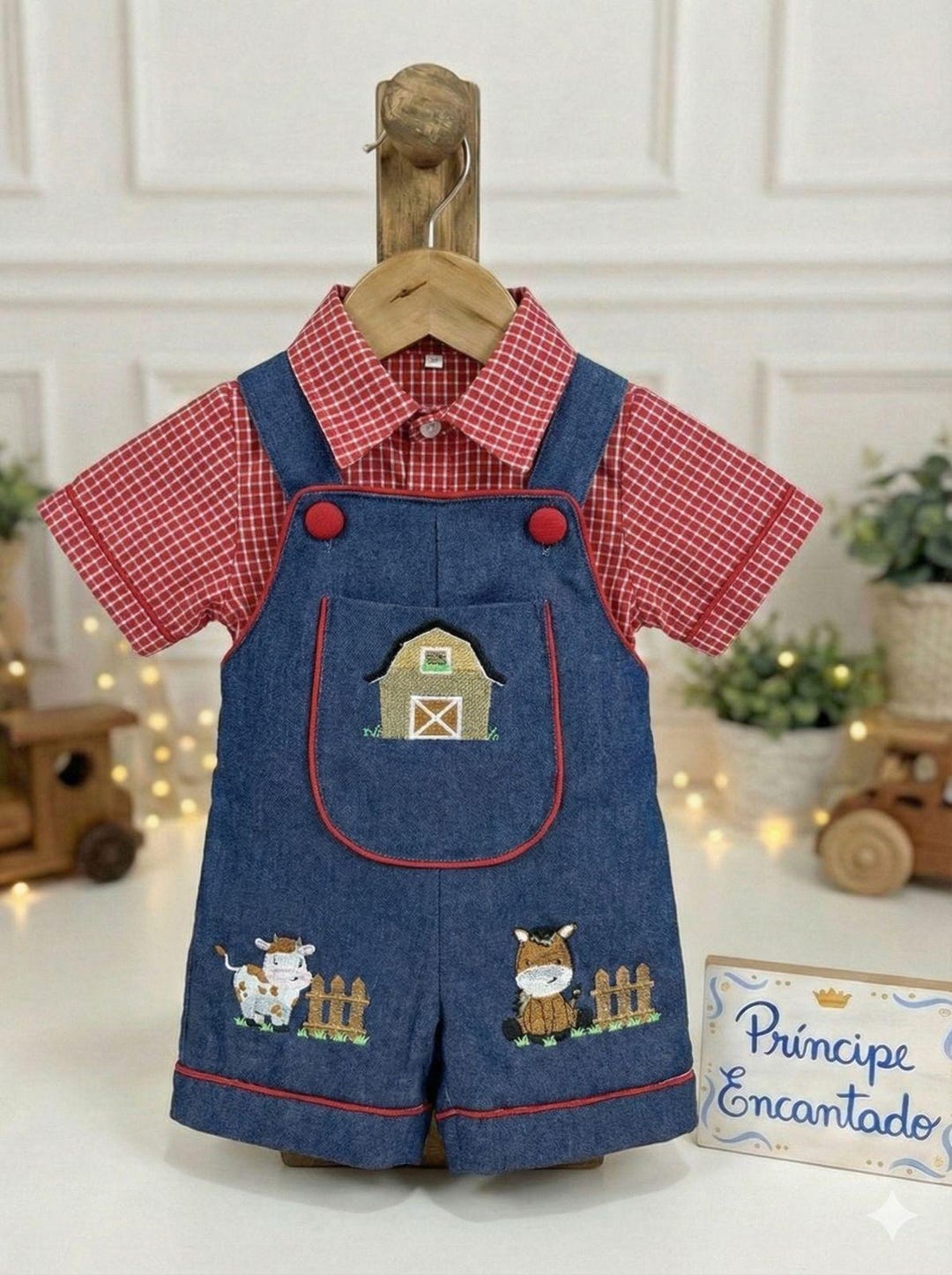 Checkerd Farm Pattern Complete Embroidered Set, Red Checkered Farm Design. - Etsy
