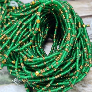 Green mix waist beads, ghana beads, gift for sister,mum, friend, nigerian waist beads.
