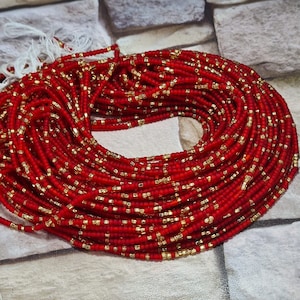 Red and Gold waist beads, ghana beads, gift for sister,mum, friend, nigerian waist beads.