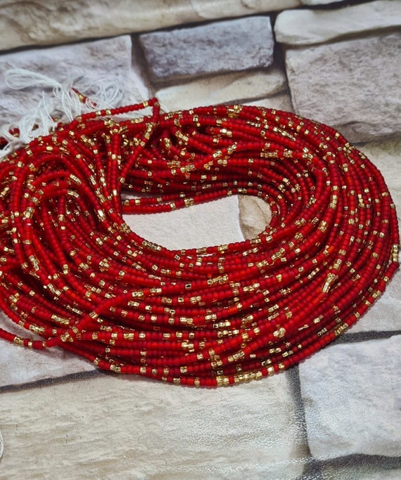 Red and gold waist beads sale