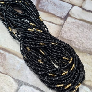 Black and gold waist beads, ghana beads, gift for sister,mum, friend, nigerian waist beads.