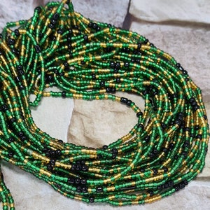 Green, black and gold waist beads, ghana beads, gift for sister,mum, friend, nigerian waist beads.
