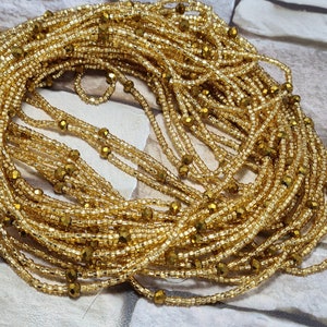 Brown gem and gold waist beads, ghana beads, gift for sister,mum, friend, nigerian waist beads.