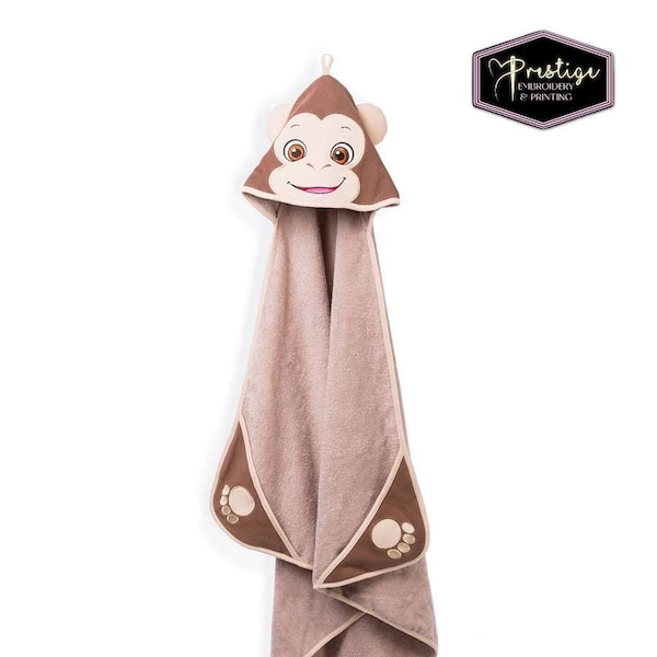 Personalised Hooded towel, cubbies monkey, free personalisation, children gifts.