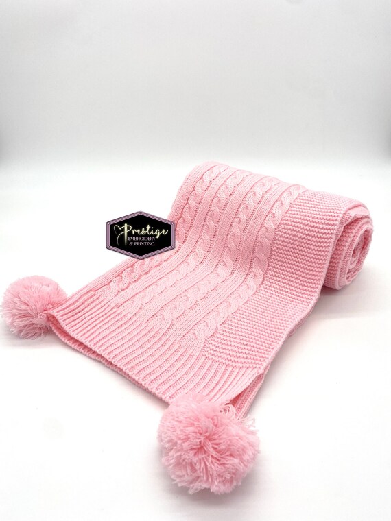 Pink pom pom baby blanket sale