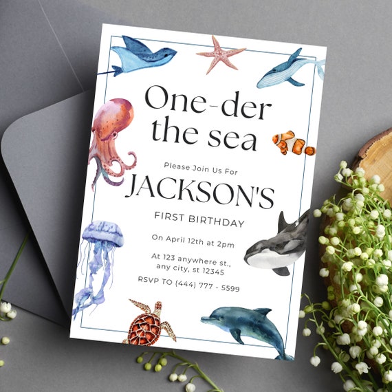 One-der Oneder the Sea First Birthday Party Instant Digital