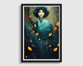 Queen of the Forest - Printable Wall Art, Surreal AI Generated Art, Digital Download Prints