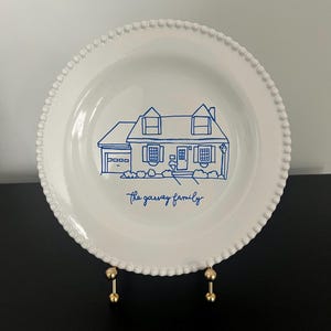 CUSTOM DECORATIVE PLATE, personalized plate, housewarming gift, house plate, personalized house plate, porcelain plate, house portrait