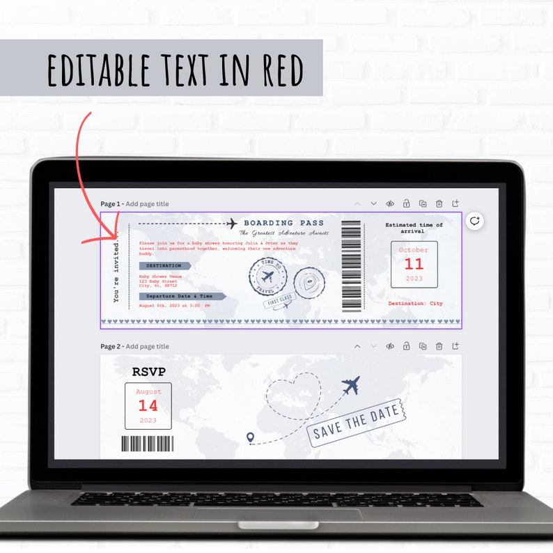 May include: A digital boarding pass with a blue and white design. The text on the boarding pass reads "Boarding Pass" and "The Greatest Adventure Awaits". The estimated time of arrival is October 11, 2023.