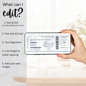 May include: A blue and white printable baby shower invitation in the shape of a boarding pass. The text reads "Boarding Pass - The Greatest Adventure Awaits". The estimated time of arrival is October 11, 2023. The destination is City.