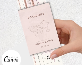Airplane Ticket Baby Shower Invitation For Girl, Printable Baby Shower Boarding Pass, Editable Airplane Ticket Template, + Passport Cover