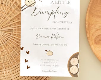 Little Dumpling On the Way Baby Shower Invitation, Gender Neutral Bao Dim Sum Theme, Cute Dumpling Party, Little Dumpling Baby Shower Invite