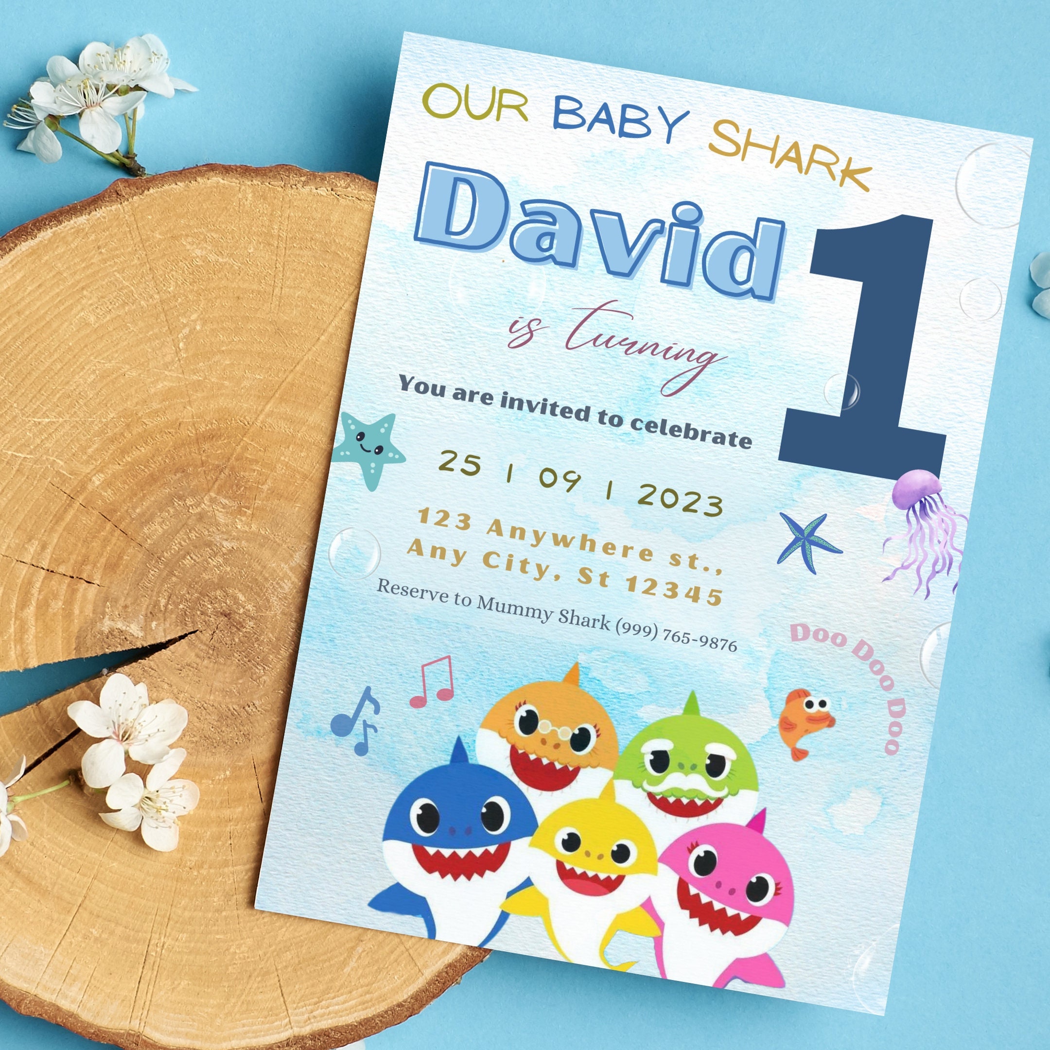 Baby Shark Birthday Invitations Digital Download Template Printable ...