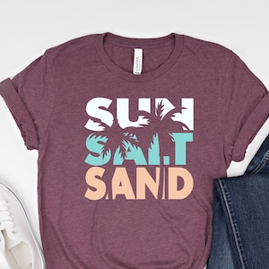 Sun Sand Salt Beach Shirt, Retro Summer T-Shirt, Trendy Beach Shirts for Women, Summer Vacation Shirts, Womens Oversized Beach Shirt Palm
