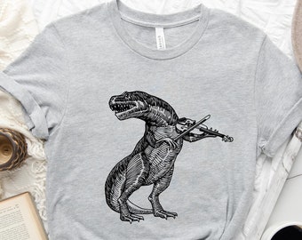 Dinosaur Playing Violin Shirt, Violin TShirt, Dinosaur Violin TShirt, Musician Dinosaur Shirt, Birthday Gift, Music Shirt, Fiddle Gifts Tee