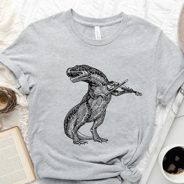Dinosaur Playing Violin Shirt, Violin TShirt, Dinosaur Violin TShirt, Musician Dinosaur Shirt, Birthday Gift, Music Shirt, Fiddle Gifts Tee