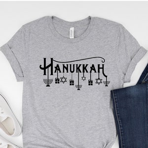 Hanukkah T-Shirt, Happy Hanukkah Long Sleeve Shirt, חנוכה חולצה קצרה, Chanukah gifts, Jewish Shirt, Jewish Holiday Gift, Judaism Shirts