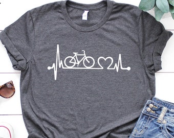 Love Bicycle Shirt, Cyclist Shirt, Heartbeat shirt, Cycologist Shirt, Bicycle Lover Tee, Bicycle Rider, Women Bike Shirt, Bicycle gifts tee