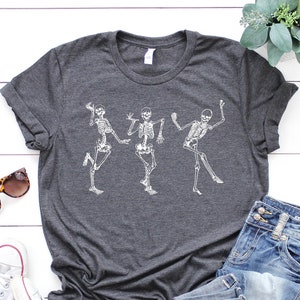 Dancing Skeleton Shirt, Funny Halloween Skeleton Long Sleeve Shirt, Halloween Party Shirt, Halloween Costume Shirt, Spooky Shirt for Women