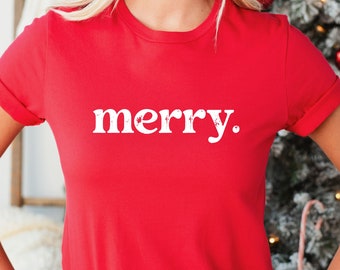 Merry Crewneck Shirt, Merry Christmas shirt, Christmas party shirt,Cute Women's holiday shirt,Women's Christmas, Xmas shirt, Cozy t-shirt
