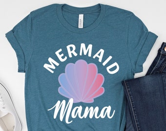 Mermaid Mama Shirt, Mermaid Mom Shirt, Mermaid Mommy T-Shirt, Custom Mermaid Party Outfit, Personalized Mermaid Party Tee, Mermaid Birthday