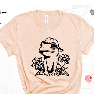 Floral Frog with Cap Shirt, Funny Self Care Frog Shirt, Retro Vintage Frog Lover Gift, Cool Frog Outfit, Cottagecore Frog Tshirt, Swamp Tee