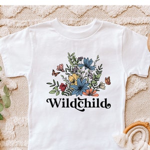 Wild Child Kids Retro TShirt, Toddler T-shirt, Baby Romper®, Wildchild Retro Natural Infant, Toddler & Youth Graphic Tee, Wild Flowers Gift