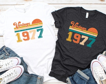 Camiseta vintage de cumpleaños número 49: Camiseta clásica de 1977 para hombres y mujeres.