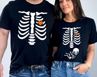 Skeleton Maternity Halloween Shirt, 2026 Funny Pregnancy Reveal Tee, Spooky Mama To Be T-Shirt, Fall Baby Announcement Outfit, New Mom Gift