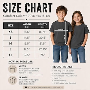 a child's size chart for a boy and girl