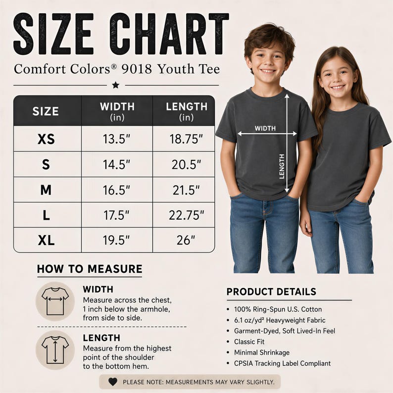 a child's size chart for a boy and girl