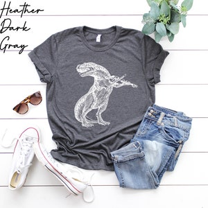 Dinosaur Playing Violin Shirt, Violin TShirt, Dinosaur Violin TShirt, Musician Dinosaur Shirt, Birthday Gift, Music Shirt, Fiddle Gifts Tee image 4
