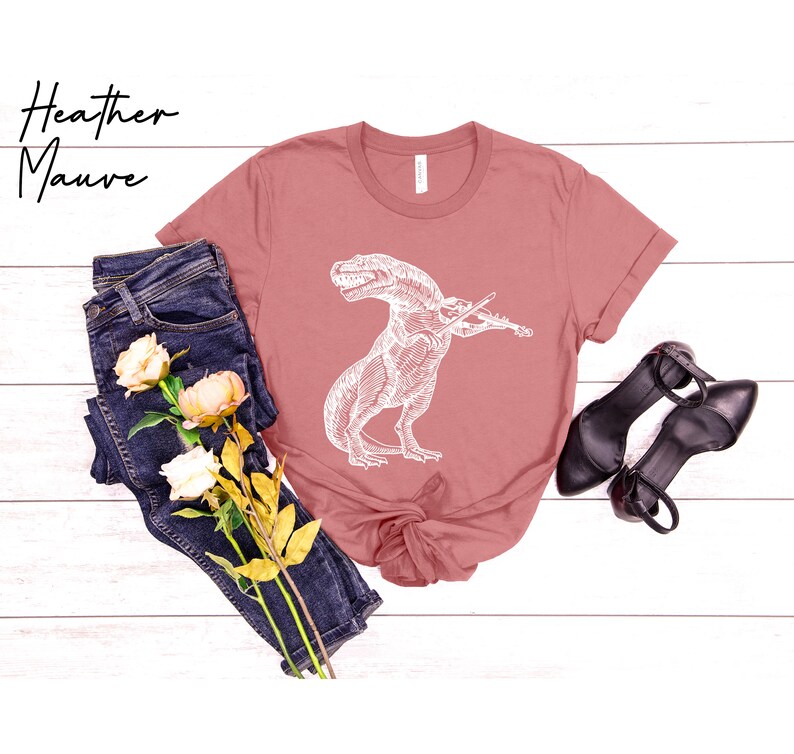 Dinosaur Playing Violin Shirt, Violin TShirt, Dinosaur Violin TShirt, Musician Dinosaur Shirt, Birthday Gift, Music Shirt, Fiddle Gifts Tee image 3